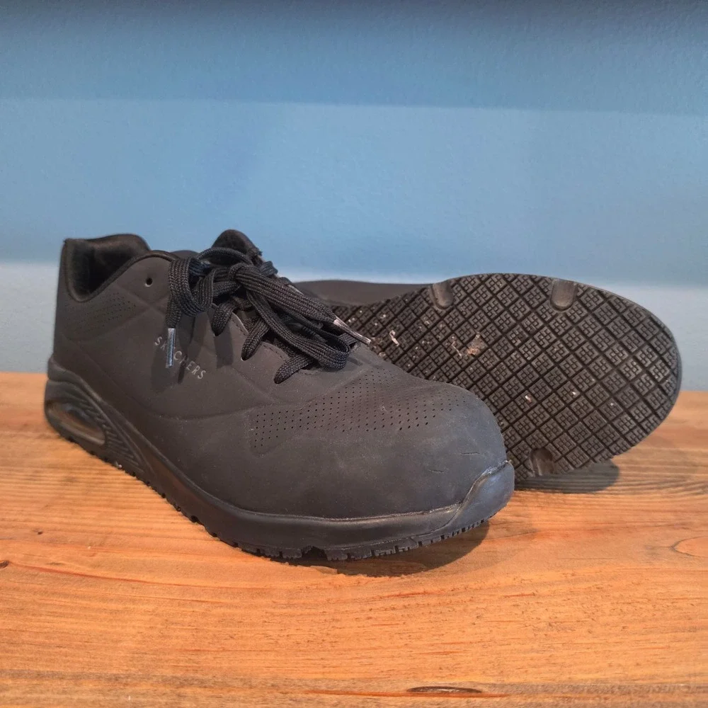 Skechers Mens Work‎ Uno Doltin Composite Toe Slip Resistant Black Sneakers 11.5